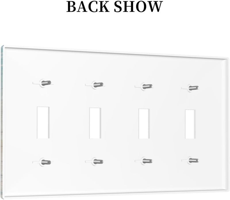 ranedula Turtle Beach Village Wood Quad Toggle Light Switch Cover Decorative 4 Gang Wall Plate Electrical Faceplate for Bathroom Home Living Room Decor 4.5 X 8 In - Image 4
